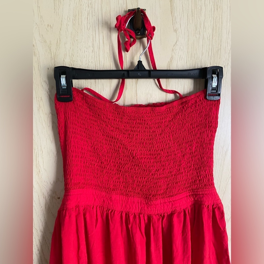 R.Vivimos Women Summer Cotton Sexy Blackless Long Dresses RED Sz Large 12/14 - Picture 4 of 14